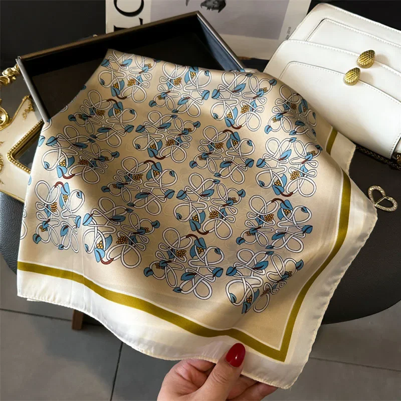 Роскошный Женский Квадратный Шелковый Шарф С Цветочным Принтом Мягкая Бархатная