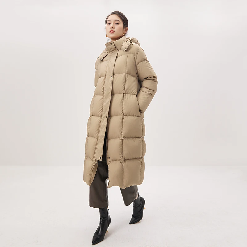 Thick New Casacos De Inverno Feminino 2022  90% White Goose Down  Long Coat High Street  Wide-waisted Pockets  Abrigos De Mujer