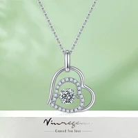 vinregem 925 sterling silver white gold 5mm moissanite pass test diamond rotatable pendant necklace for women gift drop shipping