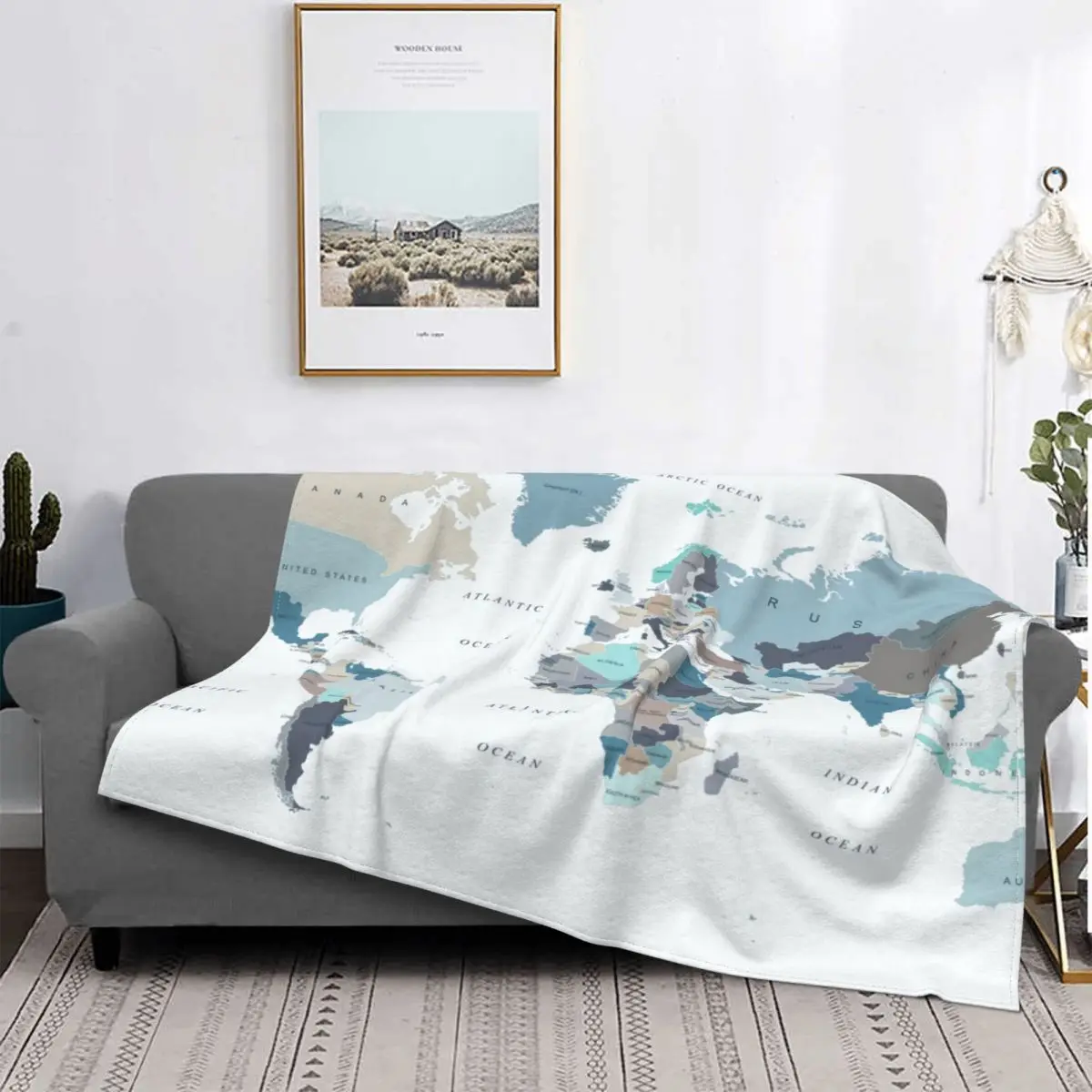 

World Map Blanket Winter Bedspread Plush Soft Cover Flannel Throw Blanket Bedding Sofa Travel Fluffy Outlet