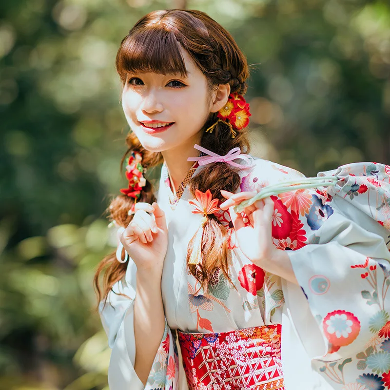 Традиционное японское кимоно Furisode юката с Оби 5 шт. Женский гейши винтажный