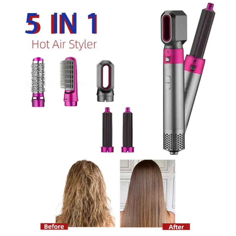 

5 in 1 Hair Dryer Hot Comb Set Wet and Dry Professional Curling Iron Hair Straightener Styling Tool Hair Dryer Household