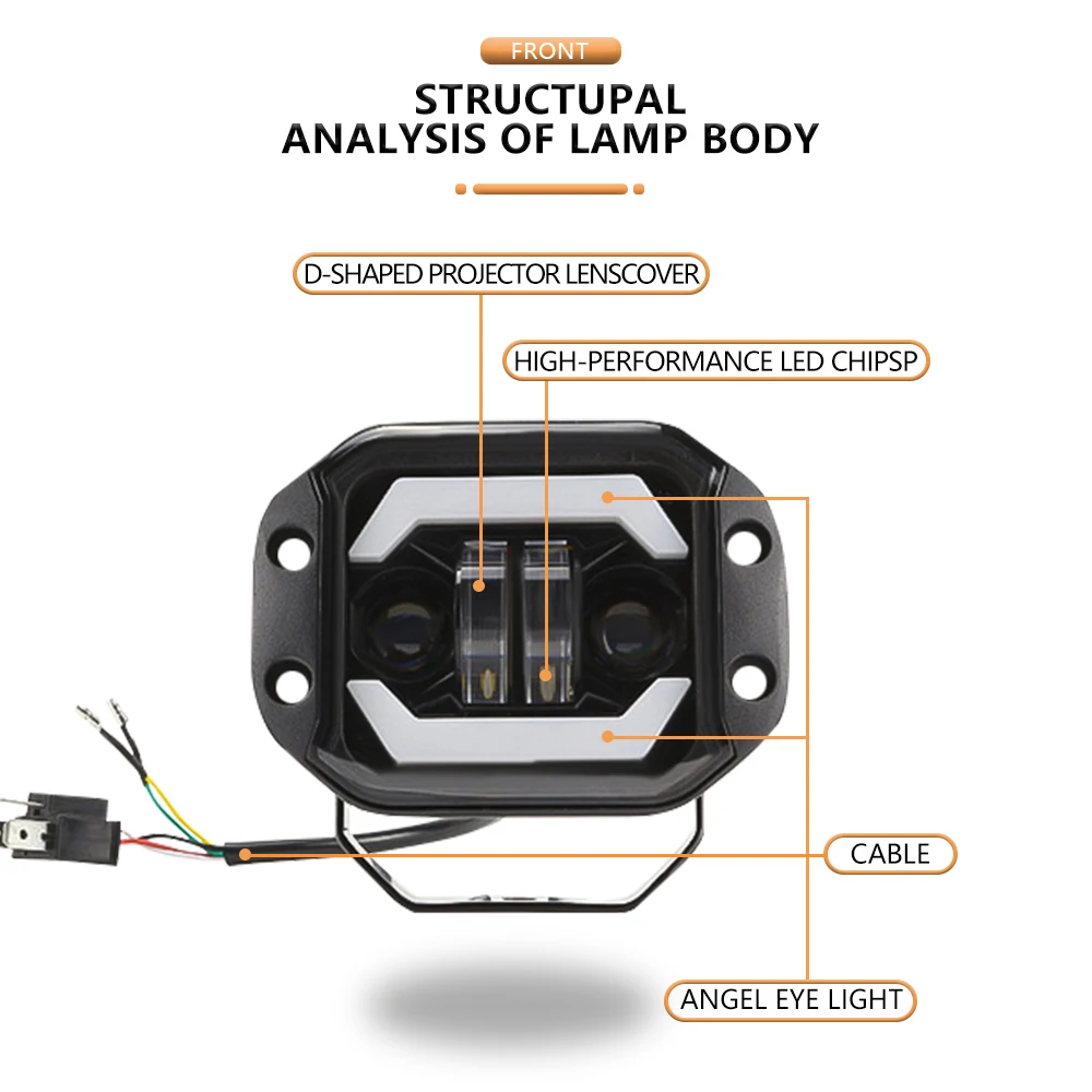 Светодиодный рабочий фсветильник с утапливаемым креплением 4 дюйма 5 дюймов