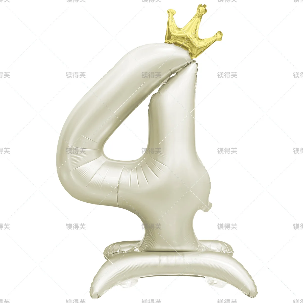 42-дюймовый розовый, синий, ванильный карамельный цвет, Корона, стоячий номер, воздушный шар из алюминиевой пленки, детский реквизит для украшения фотосессии на день рождения