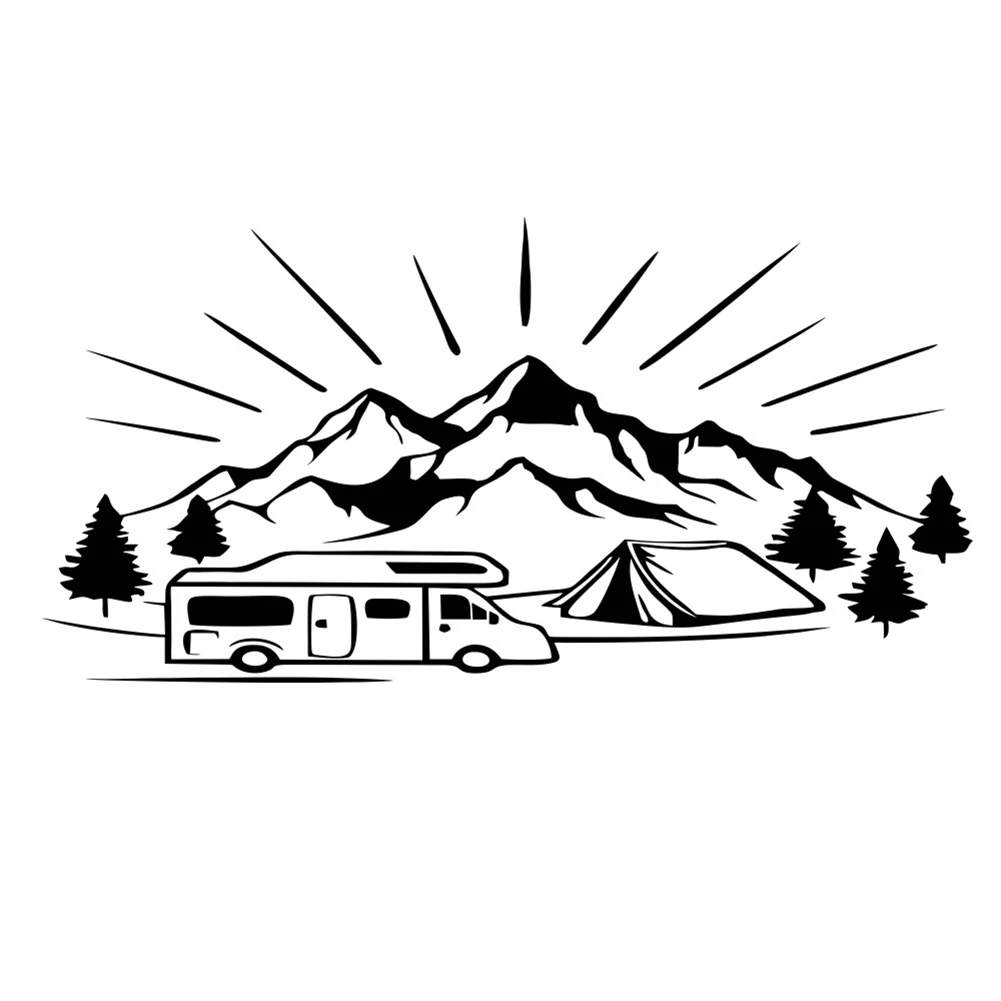 

Adventure Focused Car Sticker Mountain Tree Themed Decal High Durability Perfect for RVs Campers Trucks Vans and Trailers