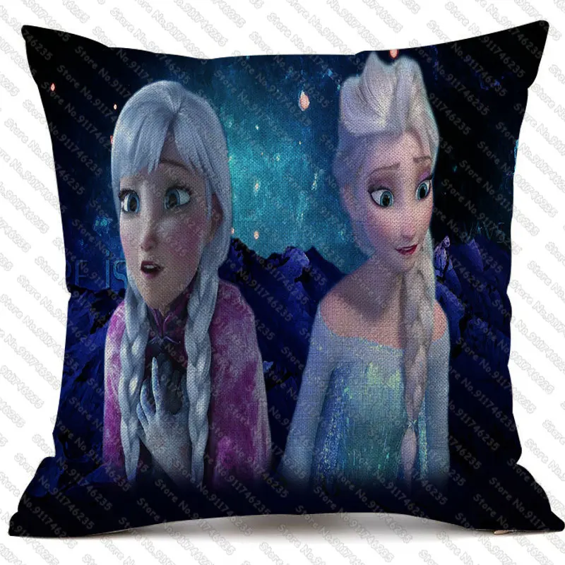 

DISNEY Frozen Cartoon Cushion Cover Lovely Aisha And Anna Linen Pillowcase 45*45 Cm Children's Gifts Подушка Funda Cojin