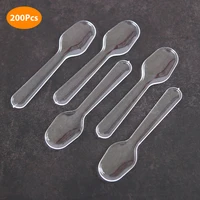 200pcs mini clear plastic spoons disposable flatware for jelly ice cream dessert
