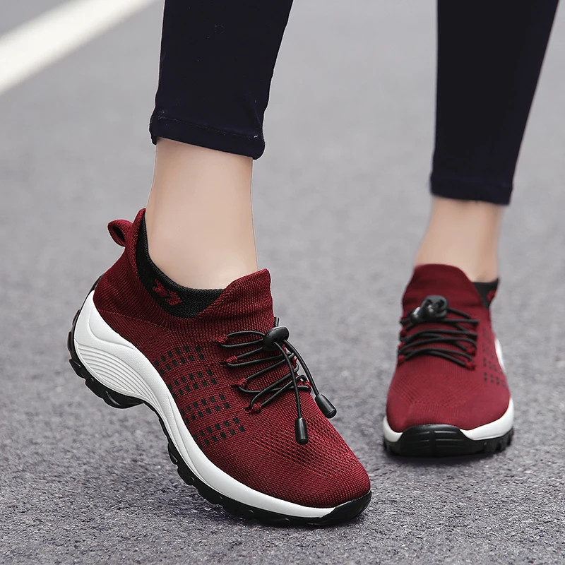 Height Increase Running Shoes Women Casual Sock Shoes Ladies Outdoor Sneakers Thick Sole Summer Walking Shoes Jogging Trainers