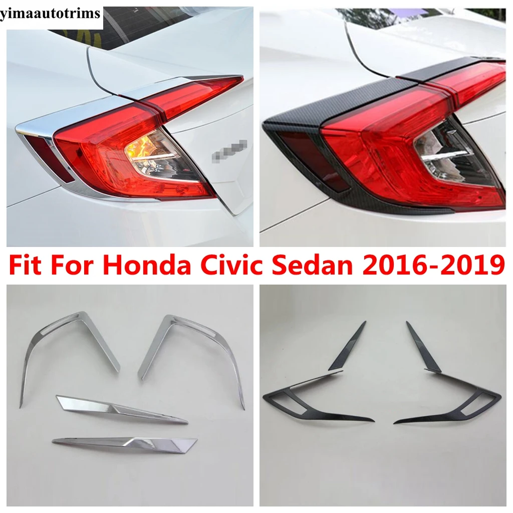 

Задние фонари багажника лампы для век полоса для бровей Накладка для Honda Civic Sedan 2016-2019 ABS аксессуары из хромированного углеродного волокна