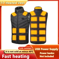 17pcs heated vest jacket fashion men women coat intelligent usb electric heating thermal warm clothes winter heated vest