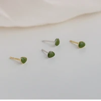 925 silver green mini small earrings trendy simple temperament stud earrings retro exquisite stud earring female avocado jewelry