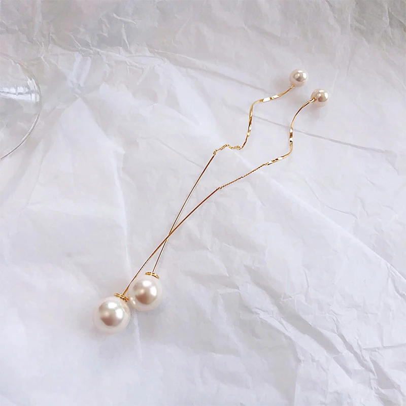 

New French Elegant Long Tassel Pearl High-end Stud Earrings For Women Korean Fashion Earring Daily Birthday Party Jewelry Gifts