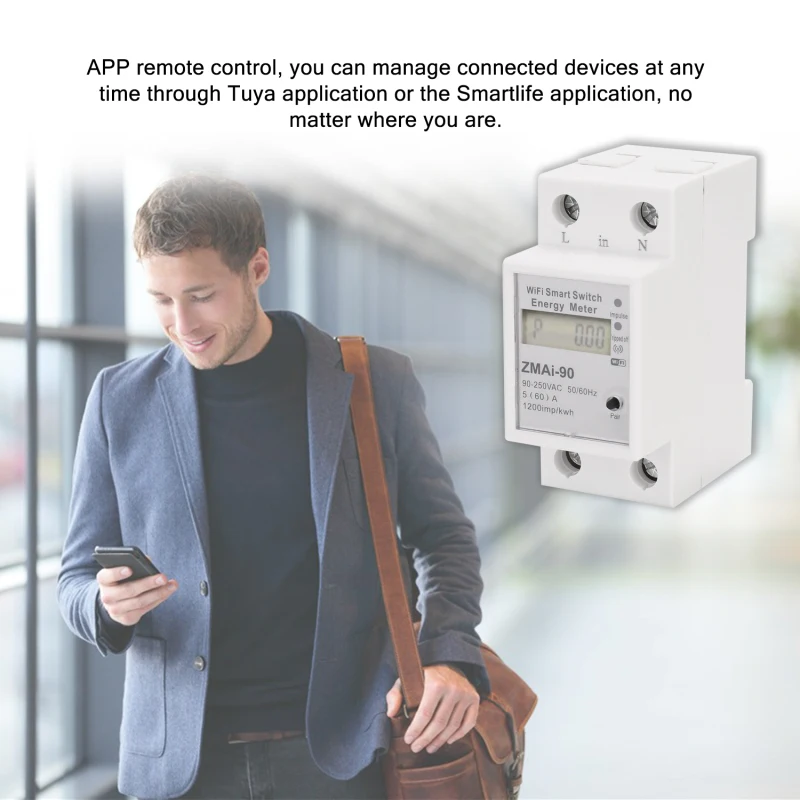 

CORUI Tuya/smart Life APP Din Rail Single-phase Guide Type Electricity Monitor WIFI Remote Metering Switch Energy Meter 110-250V