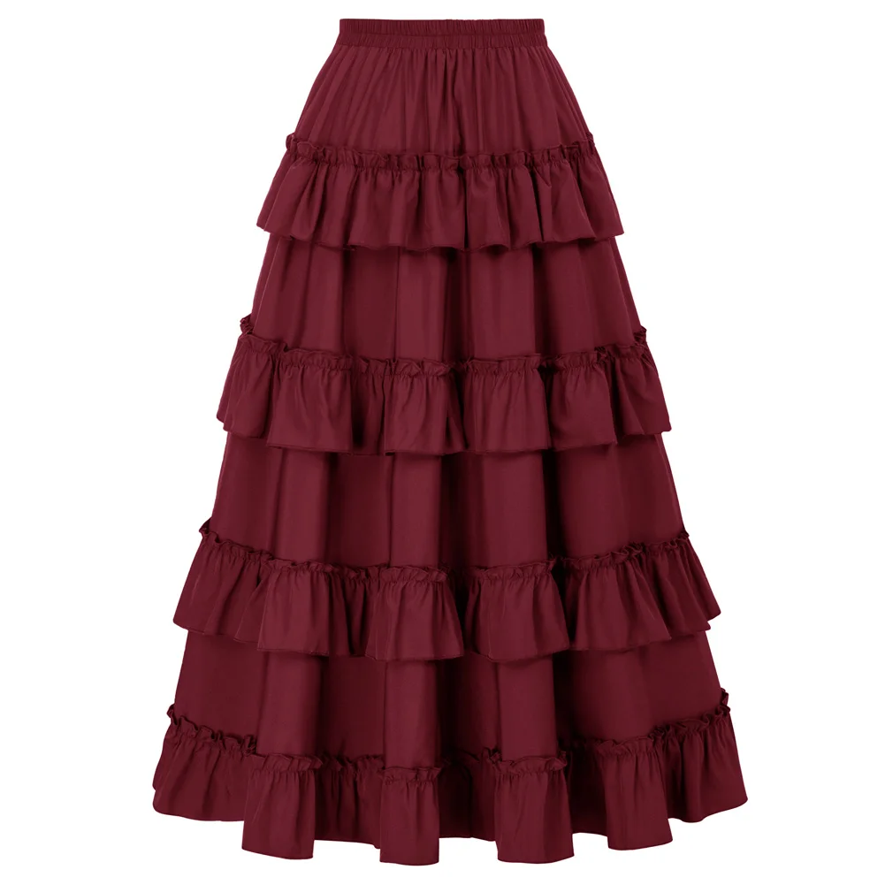 Женская юбка-макси с оборками и эластичным поясом