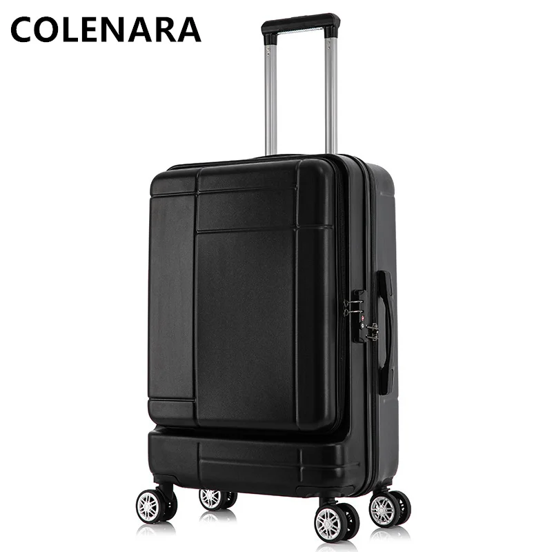 COLENARA High Quality Suitcase Ladies Business Trolley Case Front Open Lid Can Store Laptop Boarding Box Girls Rolling Luggage