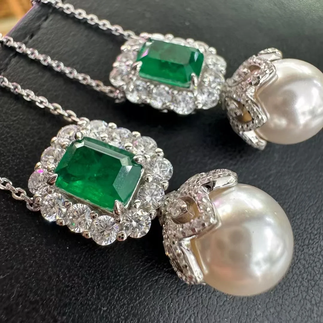 Серьги и ожерелье из стерлингового серебра 925 пробы выращенный в лаборатории