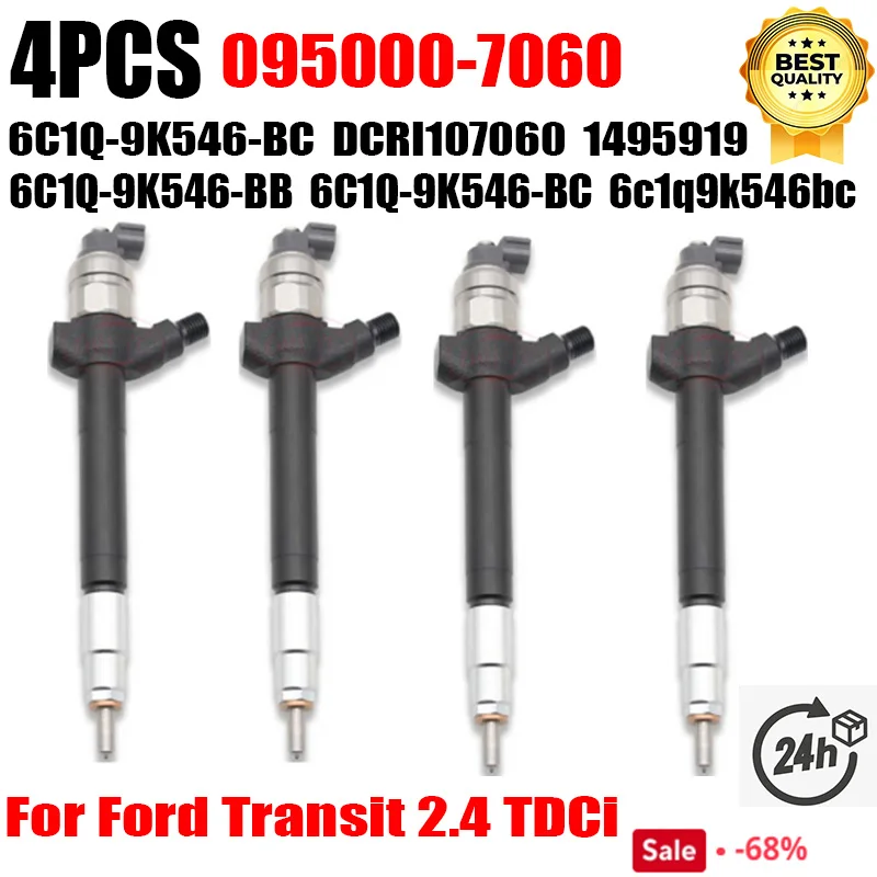 4 шт. 6C1Q 9K546 BC новая дизельная форсунка 1495919 095000 -7060 Для Ford Transit 2.2L 2.4 TDCi Land Rover Defender TD4