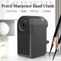 tenwin 3 colors stationery pencil sharpener hand crank lot for children with container painting artist school supplies