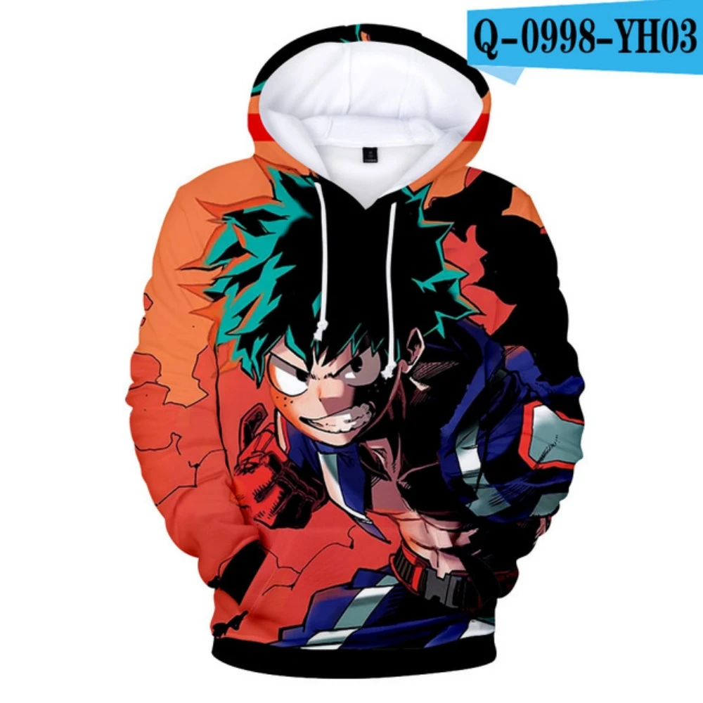 

2023 Men's and Women's Hoodie Anime My Hero Academy 3D Print Pullover MHA BNHA Top Sweatshirt Hip Hop Children's Sweatwear