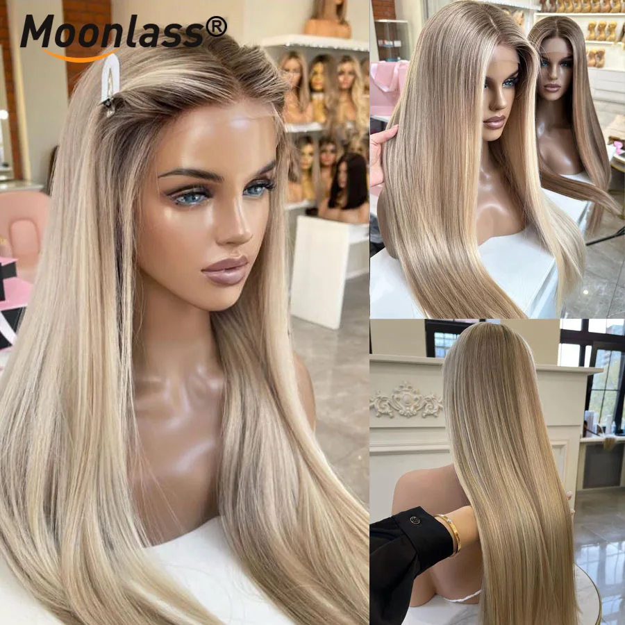Ванильный блондинка Balayage 13x6 прозрачный парик спереди 100% из натуральных волос