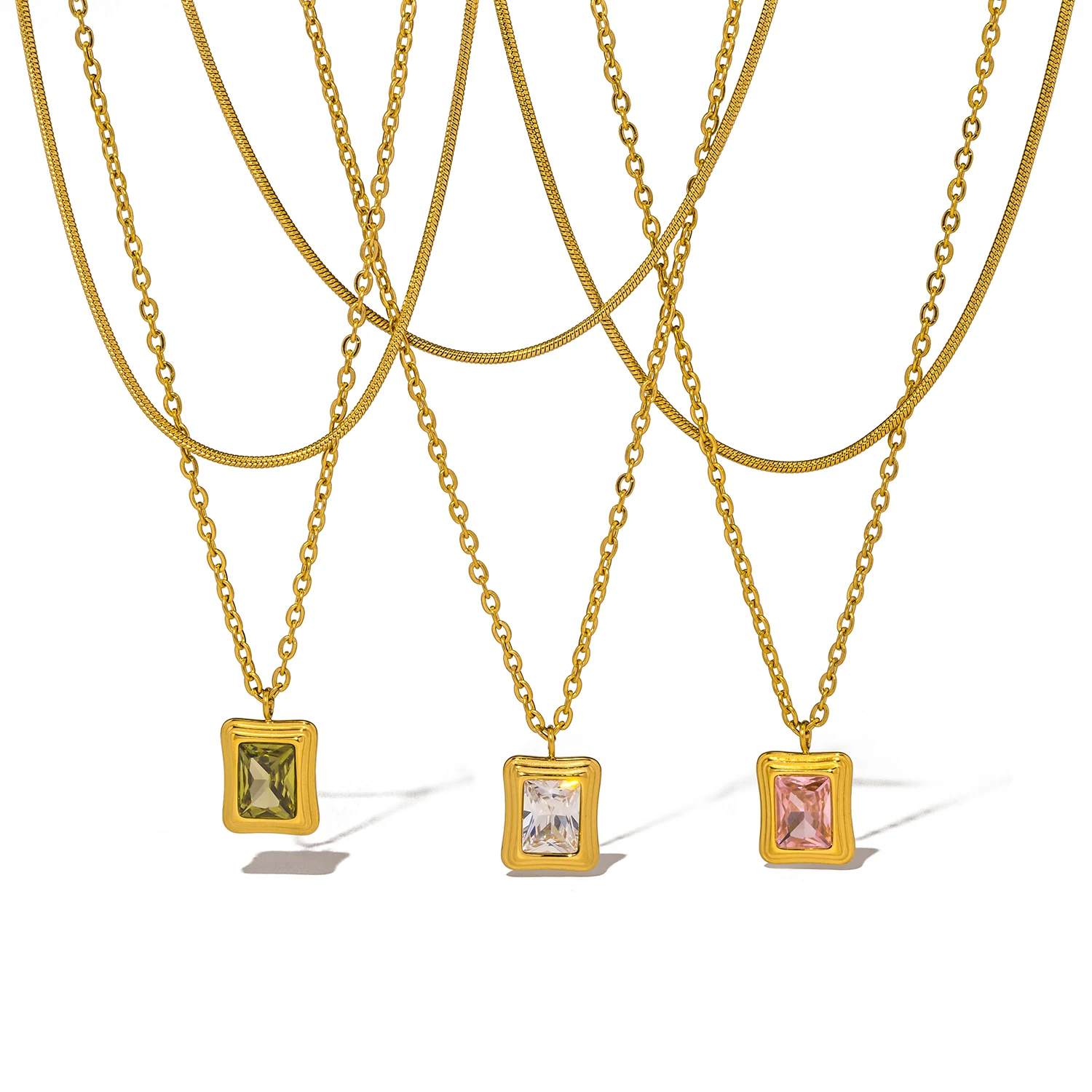 Ожерелье женское из нержавеющей стали 316l с кулоном циркония