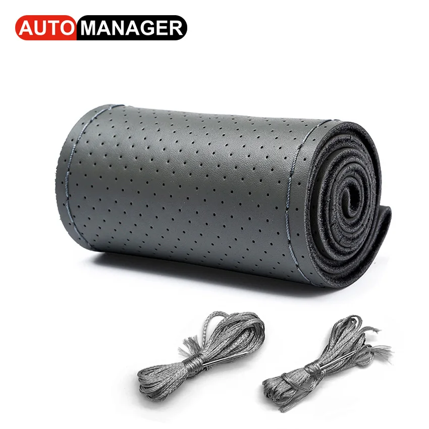 

Плетеный кожаный чехол на руль 15 дюймов 38 см, чехол на руль автомобиля из натуральной кожи для автоматического руля