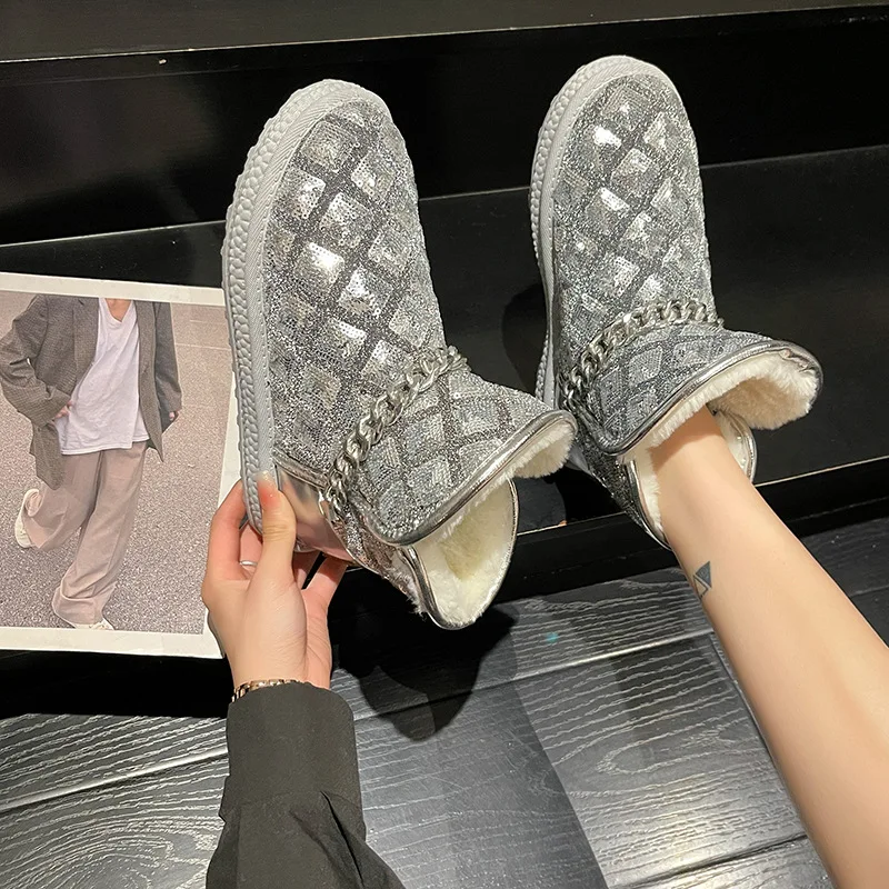 

Женские ботинки с круглым носком, новая коллекция 2022 года, роскошная дизайнерская зимняя обувь, австралийская модная обувь на низком каблук...
