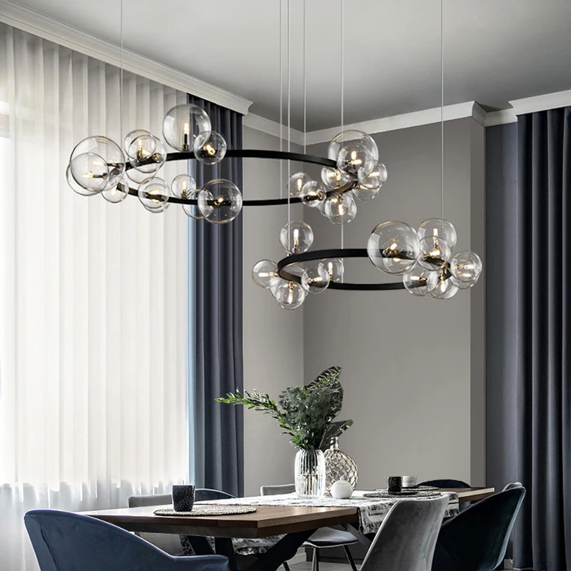 

Modern Black LED Chandeliers Living Dining Room Kitchen Lighting Lustre Decor Pendant Lamp Indoor Bedroom Hanging Lights Fixture