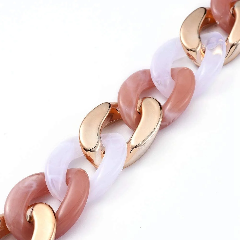 

4 -10Strands 3.28 Feet/1M Acrylic Link Chain Plastic Curb Chain for Neckalce Bracelet Earrings Handbag Glasses Holder