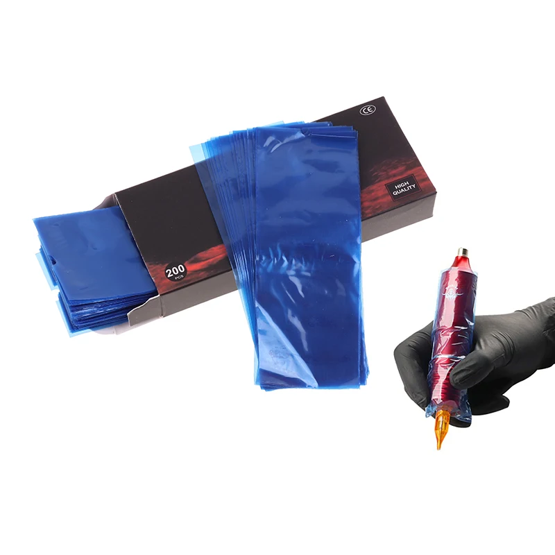 

200Pcs Blue Tattoo Clip Plastic Cord Sleeves Bags Supply Disposable Covers Bags for Tattoo Machine Tattoo Accessory