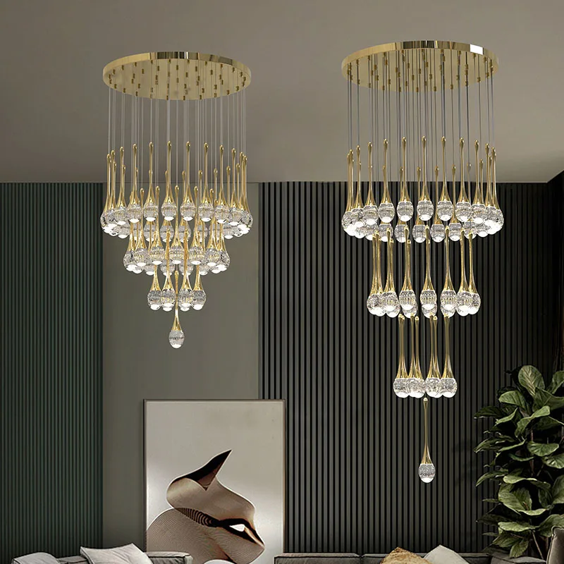 

Chandeliers Hall and Living Room Modern Crystal Pendant Luster Villa Loft Lamp Lighting for Dining Chandelier Over the Table