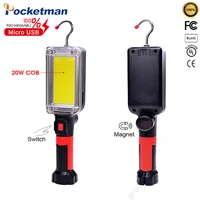124pcs usb rechargeable cob work light portable led flashlight 18650 adjustable 2mode waterproof magnet design camping lantern