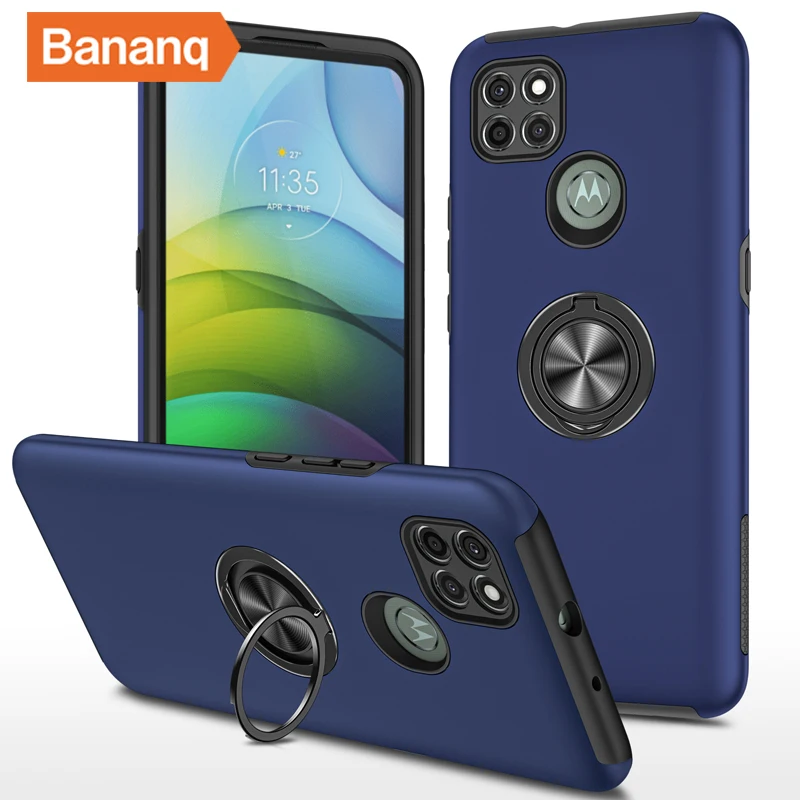 

Bananq Shockproof Car Magnetic Armor Case For Motorola E7 G Power Play Stylus 2021 2022 4G 5G Pure E20 Ring Holder Phone Cover