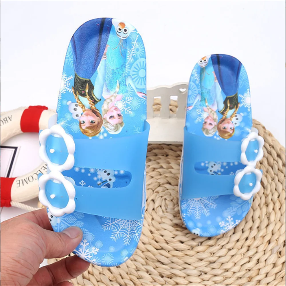 

2022 Disney's new Frozen girls slippers summer new children's fashion cute non-slip soft bottom crystal slippers sandals