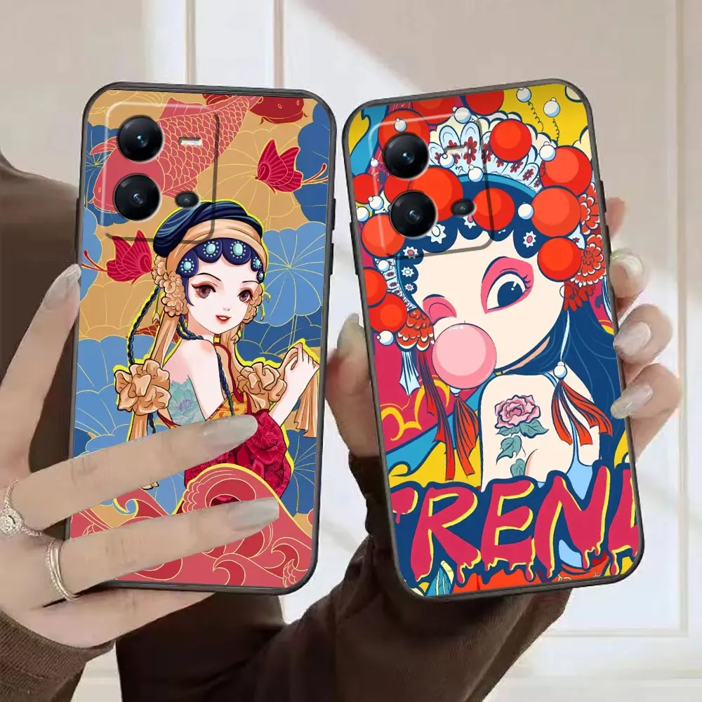 

Case For VIVO X90 X80 X70 X60 X50 X27 X23 X21 X20 Plus V25 V23 V23E V21 V21E Pro 5G Case Peking Opera Opera Ancient Style Huadan