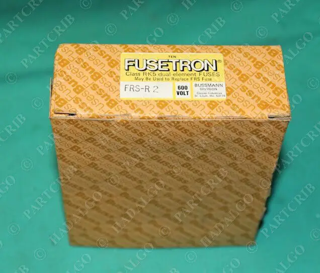 

Bussmann Fusetron, FRS-R-2, 2a 2 Amp Dual-Element Fuse 600V Box of 10 Buss Coop
