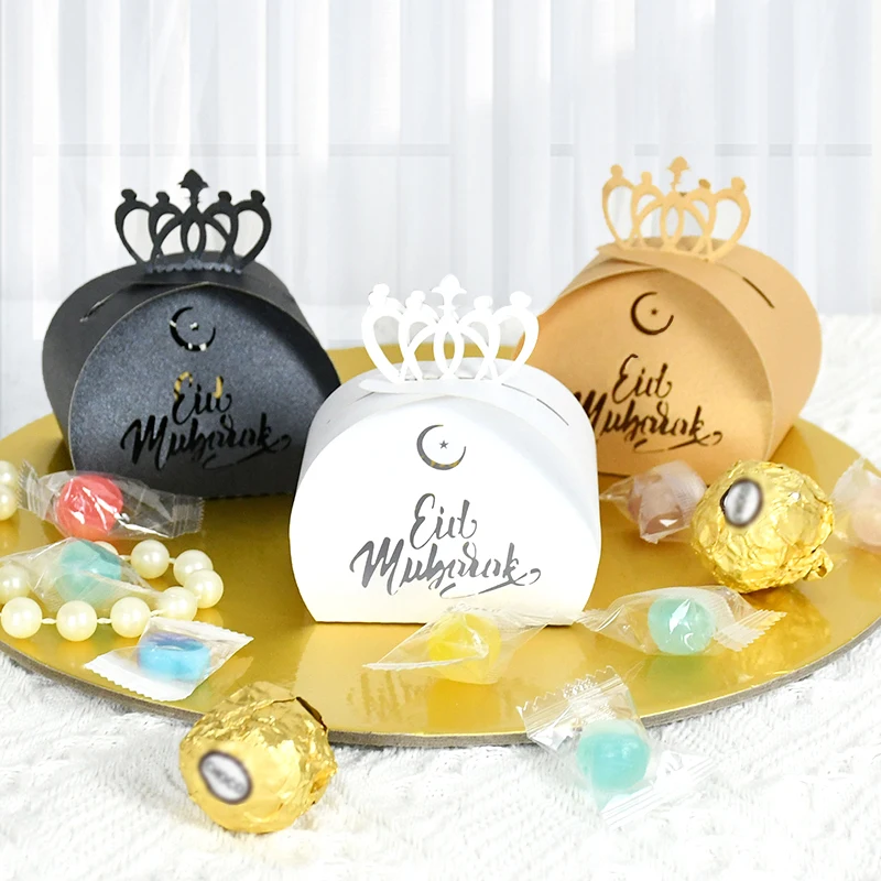 

Eid Mubarak Favors Candy Boxe Muslim Party Sweet Cookie Biscuit Chocolate Warpping Packaging Box Case Ramadan Kareem Gifts 10Pcs
