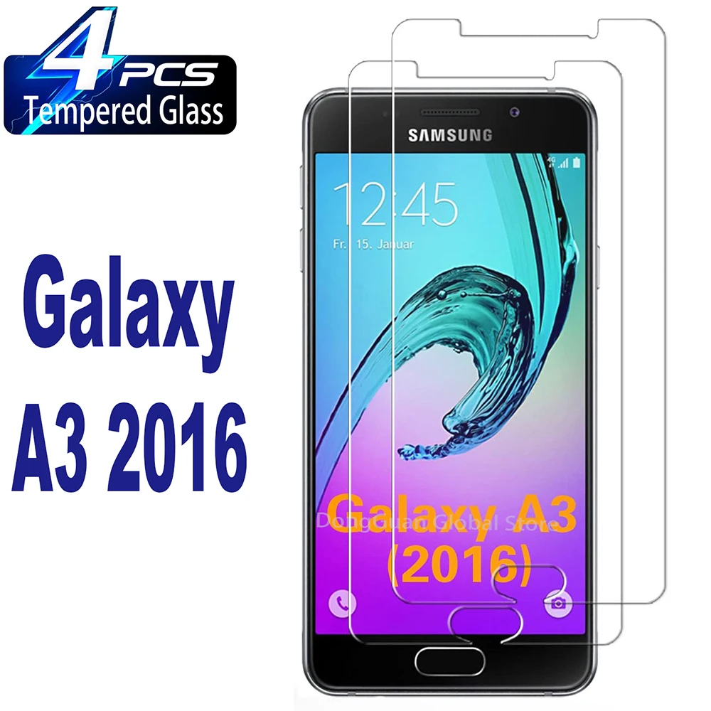 2/4Pcs Tempered Glass For Samsung Galaxy A3 2016 Screen Protector Glass