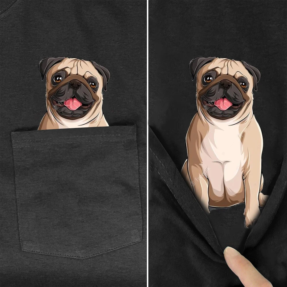 

CLOOCL Funny 100% Cotton T-Shirt Fashion Brand Pet Dog Pug In The Pocket Casual Tees Short Sleeve Asian Size XS-7XL DropShipping