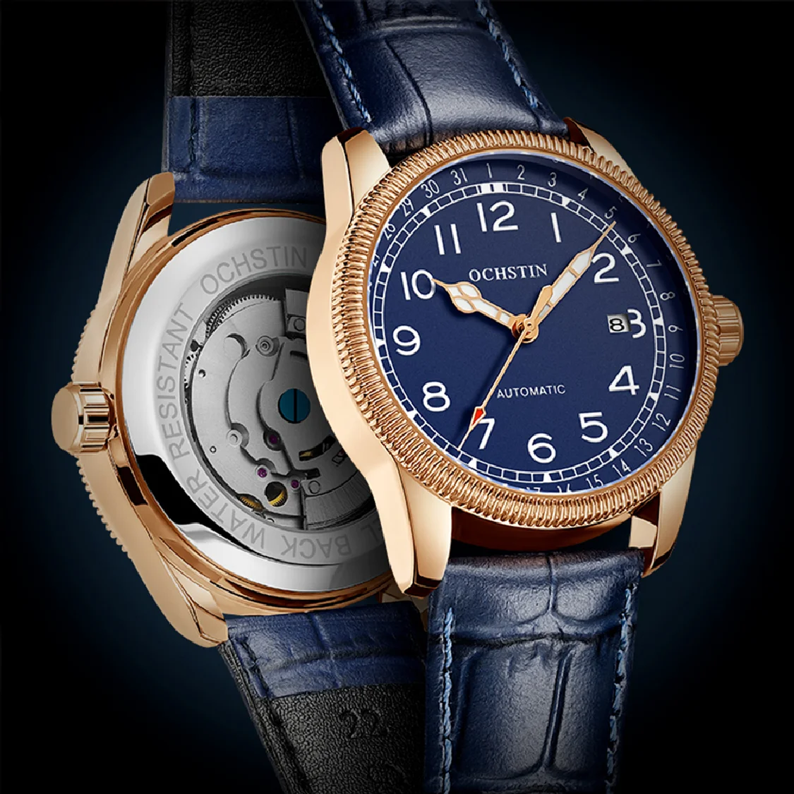 

OCHSTIN Men Watch Mechanical Automatic Watches For Mens Leather Luminous Classic Luxury Wristwatch Male Business Retro Man Clock