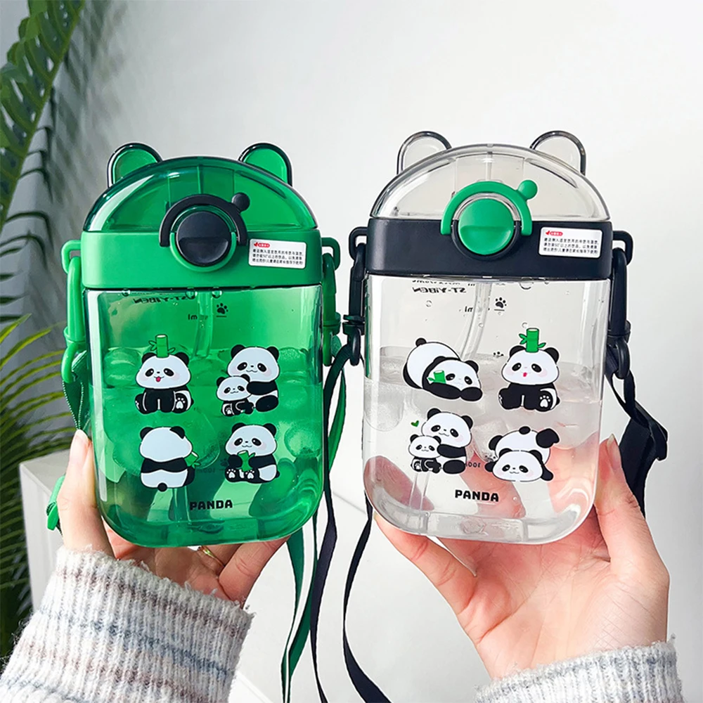 470 мл детская бутылка для воды с пандой герметичная чашка соломинкой крутая