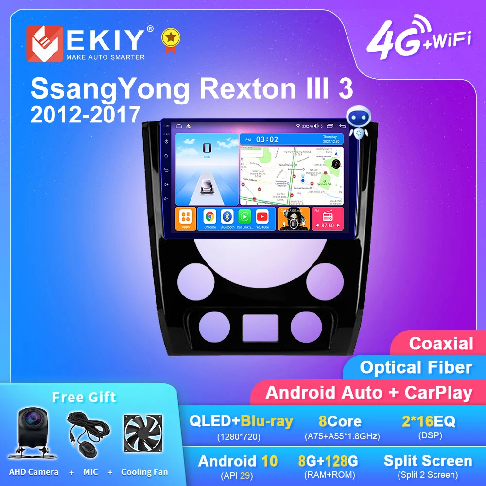 

EKIY T7 DSP Android 10 Car Radio Stereo For SsangYong Rexton III 3 2012-2017 GPS Navigation Android Auto Carplay BT DVD Player