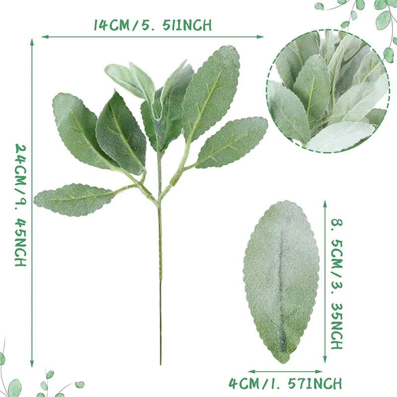 24 шт. искусственные флокированные уши ягненка стебли зелени ягнят искусственная