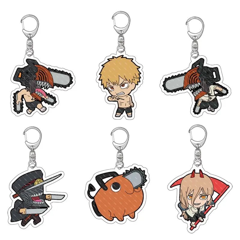 

Chainsaw Man Keychain 6pcs/Lot Acrylic Cartoon Keyring Accessories Vol.2