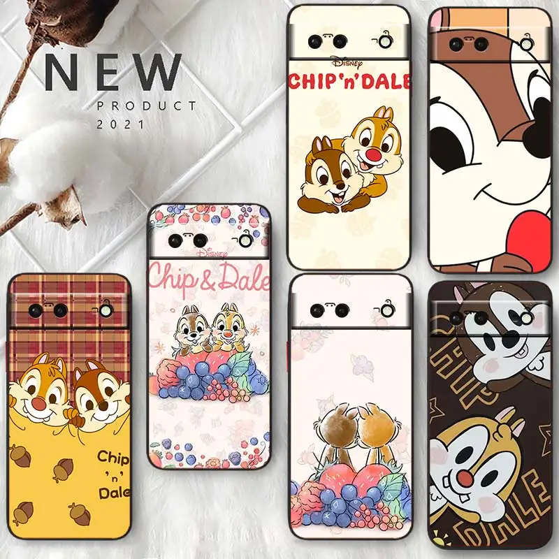 

Chip 'n' Dale Disney Phone Case For Google Pixel 7 6 Pro 6A 5A 5 4 4A XL 5G Black Shell Soft Silicone Fundas Coque Capa