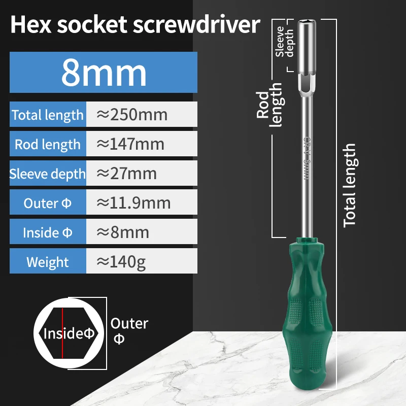 

LUXIANZI шестигранная гайка, металлическая торцевая отвертка, ключ 5/5,5/6/7/8/9/10/11/12/13 мм, гайковерт, ручные инструменты, удлиненный металлический ключ отвертки