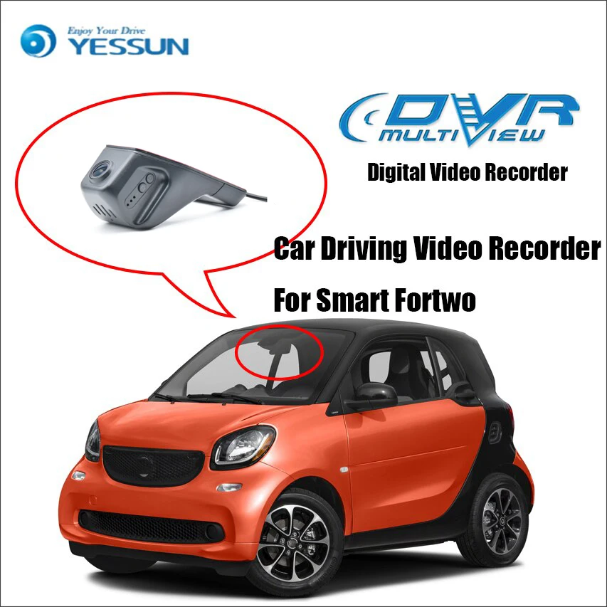 

Автомобильный видеорегистратор YESSUN, видеорегистратор HD 1080P для Smart Fortwo-фронтальная камера, не задняя камера
