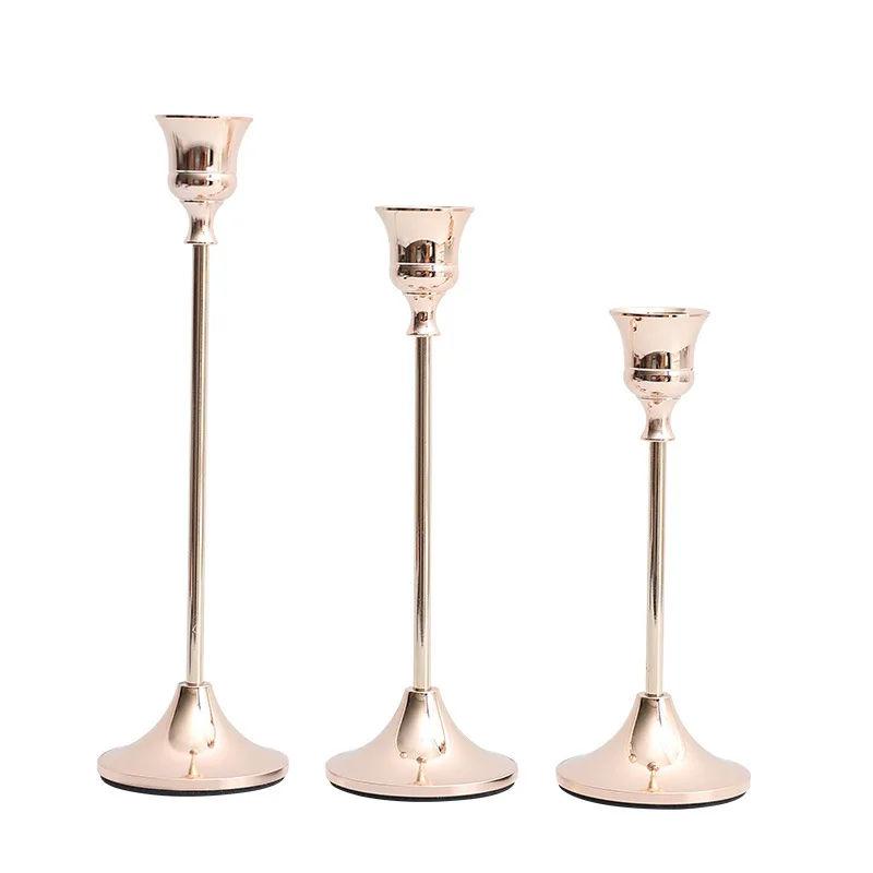 

Cross-Border Mail Order Packaging Metal Iron Art Retro Ornaments Brass Candlestick Christmas Decoration Wedding Props Candle Hol