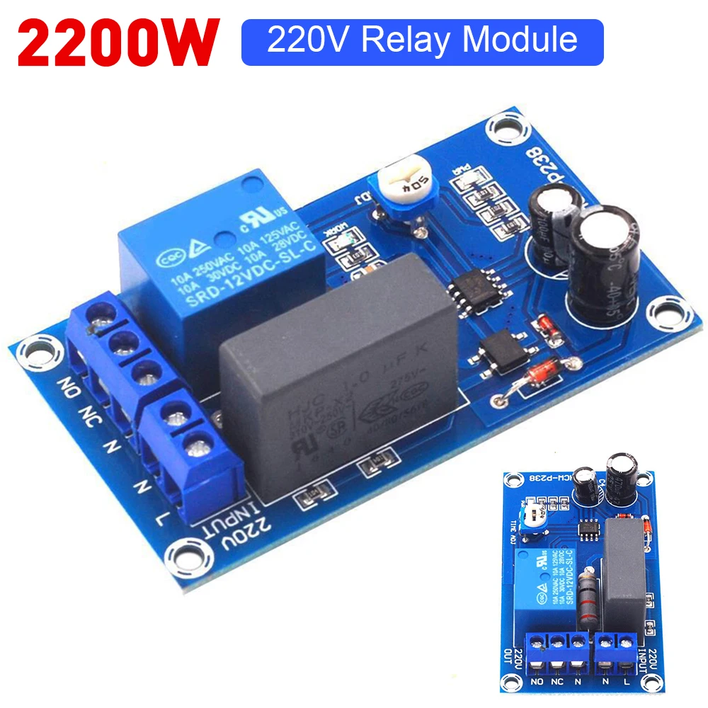 Реле времени переменного тока 220 В, коммутатор с задержкой, модуль переключения с задержкой ввода/вывода, регулируемый 0-10 сек, 10 минут, 10 часов, 100 мин, плата отключения таймера