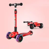 lazychild childrens scooter 1 14 years old three wheel flash one button folding scooter cartoon gift scooter dropshipping